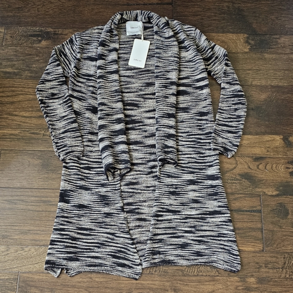 ZARA Medium Black & Beige Cardigan NWT